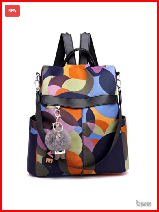 Anti-Theft Water-Resistant Oxford Backpack Purse with Back Zipper Access for